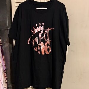 Athletic Works Black Graphic Tee with Metallic Print